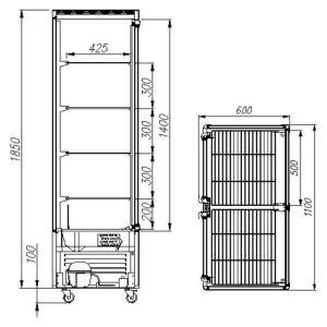 Витрина кондитерская Carboma D4 VM 800-1 (R800C Carboma) (1/2 цвет по схеме) 2 дверцы, полки‑решётки - Изображение 2