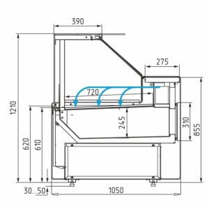 Витрина холодильная Carboma GC111 SM 1,25-1 (1010 Мариель) (газлифт, без боковин) - Изображение 4