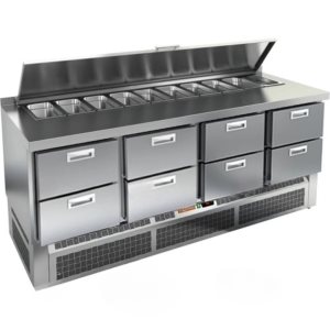 Стол холодильный для салатов HiCold SLE1-2222GN (1/3) с крышкой