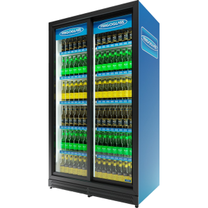 Шкаф холодильный Frigoglass Super 16 FFSD (сер.корпус,бел.кабинет,сер.рамка дв.,2Led,5полок,5ЦД+кноп.откл.света)