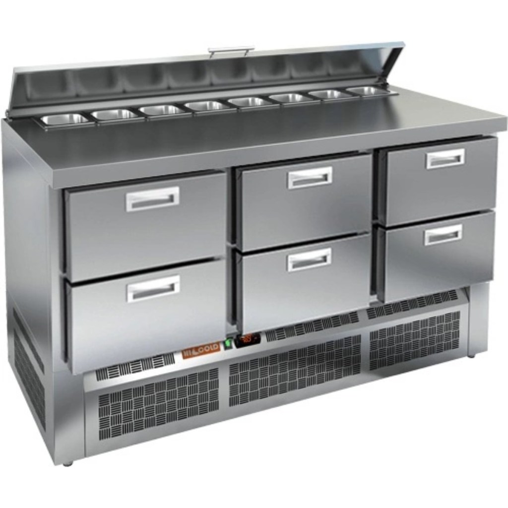 Стол холодильный для салатов HiCold SLE2-222SN (1/6) О с крышкой